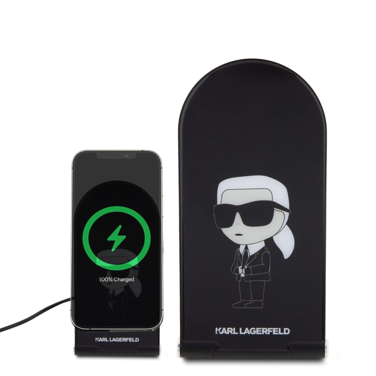 Karl Lagerfeld Aluminium Desktop Wireless Magnetic Charger 2v1 Ikonic NFT Black