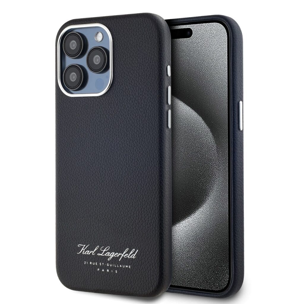 Karl Lagerfeld Grained PU Hotel RSG Black Kryt iPhone 15 Pro
