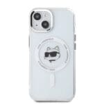 Karl Lagerfeld IML Choupette Head Metal Frame MagSafe Transparent Kryt iPhone 15