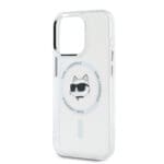 Karl Lagerfeld IML Choupette Head Metal Frame MagSafe Transparent Kryt iPhone 15 Pro