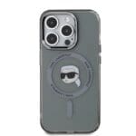 Karl Lagerfeld IML Karl Head Metal Frame MagSafe Black Kryt iPhone 15 Pro