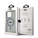 Karl Lagerfeld IML Karl Head Metal Frame MagSafe Black Kryt iPhone 15 Pro