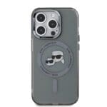 Karl Lagerfeld IML K&CH Heads Metal Frame MagSafe Black Kryt iPhone 15 Pro