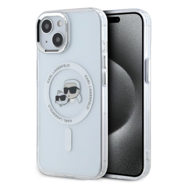 Karl Lagerfeld IML K&CH Heads Metal Frame MagSafe Transparent Kryt iPhone 14