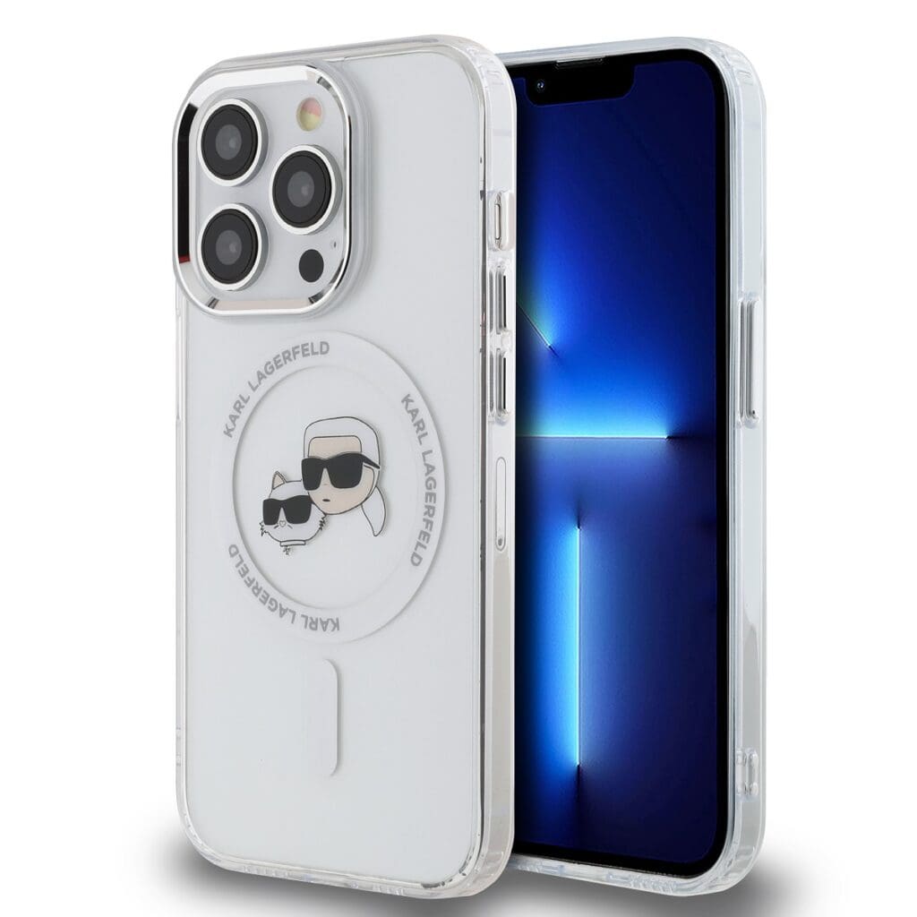 Karl Lagerfeld IML K&CH Heads Metal Frame MagSafe Transparent Kryt iPhone 14 Pro Max