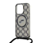 Karl Lagerfeld IML Monogram Crossbody K&CH Heads MagSafe Black Kryt iPhone 15 Pro