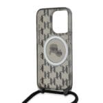 Karl Lagerfeld IML Monogram Crossbody K&CH Heads MagSafe Black Kryt iPhone 15 Pro