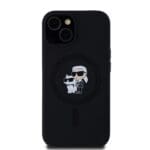 Karl Lagerfeld Liquid Silicone Karl and Choupette MagSafe Black Kryt iPhone 15