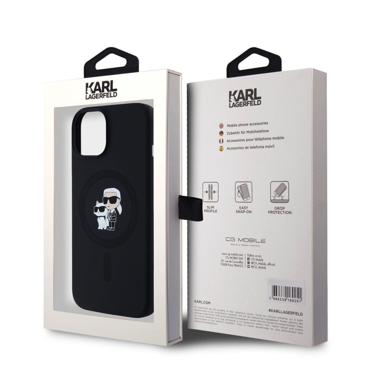 Karl Lagerfeld Liquid Silicone Karl and Choupette MagSafe Black Kryt iPhone 15