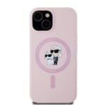 Karl Lagerfeld Liquid Silicone Karl and Choupette MagSafe Pink Kryt iPhone 15