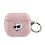Karl Lagerfeld PU Embossed Choupette Head Pink Kryt AirPods 3