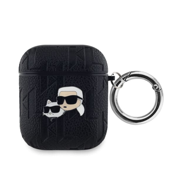 Karl Lagerfeld PU Embossed Karl and Choupette Heads Black Kryt AirPods 1/2