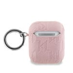 Karl Lagerfeld PU Embossed Karl and Choupette Heads Pink Kryt AirPods 1/2