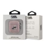 Karl Lagerfeld PU Embossed Karl and Choupette Heads Pink Kryt AirPods 1/2