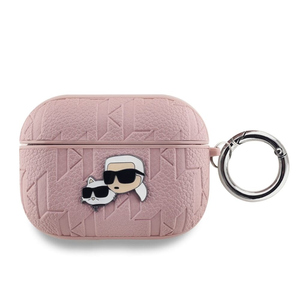 Karl Lagerfeld PU Embossed Karl and Choupette Heads Pink Kryt AirPods Pro