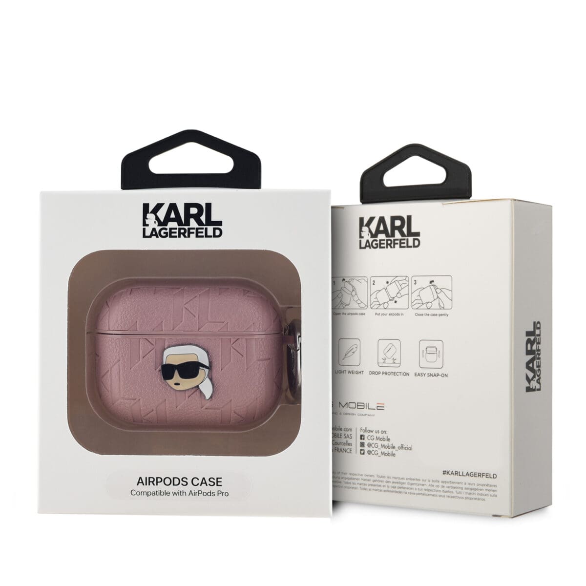 Karl Lagerfeld PU Embossed Karl Head Pink Kryt AirPods Pro