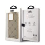 Karl Lagerfeld PU Karl Heads Pattern MagSafe Beige Kryt iPhone 14 Pro Max