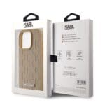 Karl Lagerfeld PU Leather Monogram Metal Logo MagSafe Beige Kryt iPhone 14 Pro Max