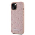 Karl Lagerfeld PU Leather Monogram Metal Logo MagSafe Pink Kryt iPhone 15