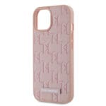 Karl Lagerfeld PU Leather Monogram Metal Logo MagSafe Pink Kryt iPhone 15