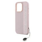 Karl Lagerfeld PU Saffiano Rhinestone Charm Pink Kryt iPhone 15 Pro