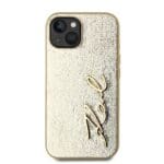 Karl Lagerfeld Wrinkled PU Signature Logo Gold Kryt iPhone 15