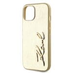 Karl Lagerfeld Wrinkled PU Signature Logo Gold Kryt iPhone 15