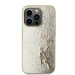 Karl Lagerfeld Wrinkled PU Signature Logo Gold Kryt iPhone 15 Pro