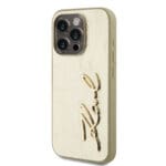 Karl Lagerfeld Wrinkled PU Signature Logo Gold Kryt iPhone 15 Pro