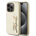 Karl Lagerfeld Wrinkled PU Signature Logo Gold Kryt iPhone 15 Pro Max