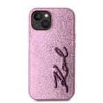 Karl Lagerfeld Wrinkled PU Signature Logo Pink Kryt iPhone 15
