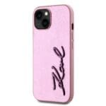 Karl Lagerfeld Wrinkled PU Signature Logo Pink Kryt iPhone 15
