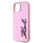 Karl Lagerfeld Wrinkled PU Signature Logo Pink Kryt iPhone 15