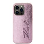 Karl Lagerfeld Wrinkled PU Signature Logo Pink Kryt iPhone 15 Pro