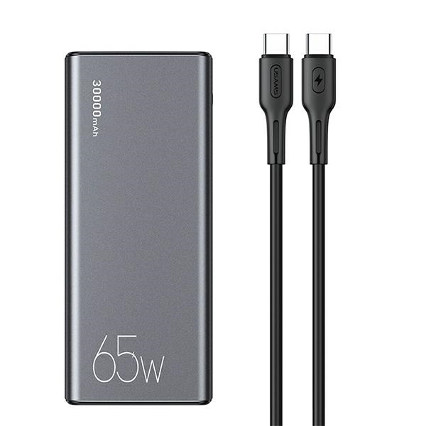 Usams Powerbank PB59 30000mAh 65W 2xQC3.0+PD Fast Charge Black CMXLOGTC01 (US-CD165) + Cable USB-C-USB-C