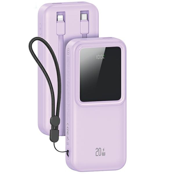 Usams Powerbank with Cables USB-C+Lightning 30000 mAh 20W PD+Qc 3.0 Fast Charge X-chel Series Purple 30KCD21303 (US-CD213)