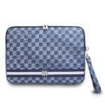 DKNY PU Leather Checkered Pattern and Stripe Notebook 13/14" Blue