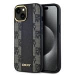 DKNY PU Leather Checkered Pattern MagSafe Black Kryt iPhone 15