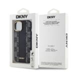 DKNY PU Leather Checkered Pattern MagSafe Black Kryt iPhone 15