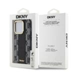 DKNY PU Leather Checkered Pattern MagSafe Black Kryt iPhone 15 Pro