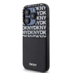 DKNY PU Leather Repeat Pattern Card Pocket Black Kryt iPhone 14 Pro Max