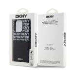 DKNY PU Leather Repeat Pattern Card Pocket Black Kryt iPhone 14 Pro Max