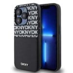 DKNY PU Leather Repeat Pattern Card Pocket Black Kryt iPhone 15 Pro
