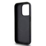 DKNY PU Leather Silver Metal Logo MagSafe Black Kryt iPhone 15 Pro Max