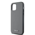 DKNY PU Leather Silver Metal Logo MagSafe Grey Kryt iPhone 12/12 Pro