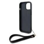 DKNY PU Leather Stack Logo Wrist Strap Black Kryt iPhone 13