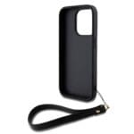 DKNY PU Leather Stack Logo Wrist Strap Black Kryt iPhone 15 Pro