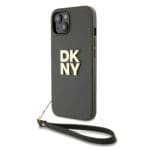 DKNY PU Leather Stack Logo Wrist Strap Brown Kryt iPhone 13