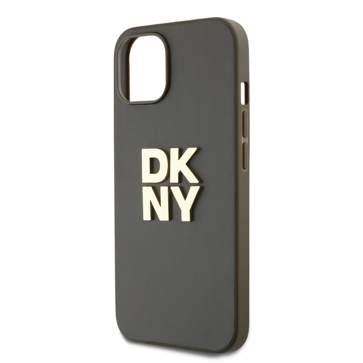 DKNY PU Leather Stack Logo Wrist Strap Brown Kryt iPhone 13