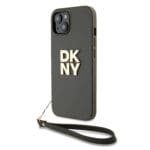 DKNY PU Leather Stack Logo Wrist Strap Brown Kryt iPhone 14